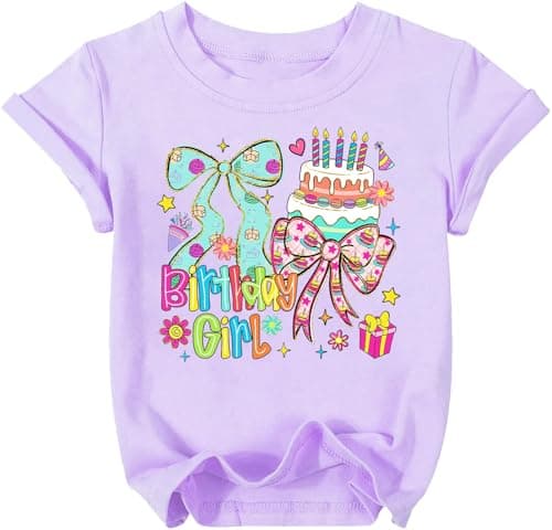 IsPICK Birthday Girl Shirt Toddler Kid Birthday Graphic Tee 4-12 Years