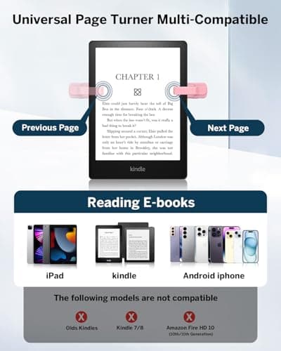 DATAFY Case-Friendly Remote Control Page Turner Ring for Kindle Paperwhite Oasis Scribe Kobo eReaders, iPhone iPad Tablets, Camera Camcorder with Storage Bag - Thumbnail 4