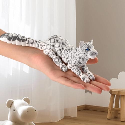 3D Printed Snow Leopard, 8.3" 3D Printed Animal, 3D Printed Toys for Stress Relief, Easter Eggs Animals Figurines, Easter Basket Stuffers Toys for Boys Kids Teen 5-7 4-6 8-12 (Snow Leopard Toy) - Thumbnail 5