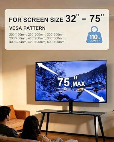 Universal Motorized TV Mount with Remote - Motorized TV Stand with Tempered Glass Base, TV Lift for Desktop and Floor - Thumbnail 2