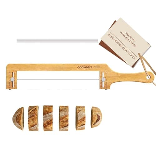 COOKEERS Adjustable Sourdough Bow Bread Knife – Large Bread Slicer for Homemade Bread with Serrated Stainless Steel Blade, Even Slice Cutter for Baguettes, Bagels, Thoughtful Gift for Bread Lovers - Image 1