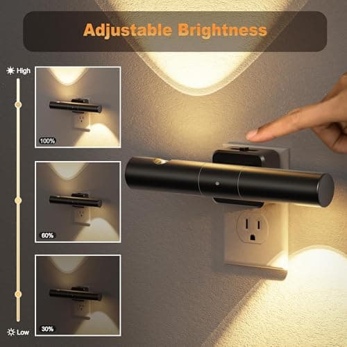 JandCase LED Night Light with 180° Rotatable Plug, Modern Night Lights Plug into Wall, 0-100LM Dimmable Night Light with Dusk-to-Dawn Sensor, for Bathroom Hallway Bedroom Stairway, 1 Pack - Thumbnail 2