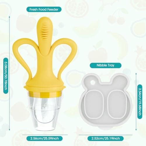 JEXFUN Baby Fruit Feeder & Breastmilk Popsicle Mold Set, Silicone Food Feeder Pacifier for Cooling Relief with 3 Replaceable Pouches, BPA-Free Teething Toy for Safe Infant Self Feeding (Banana Yellow) - Thumbnail 6