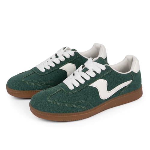 Tigeridea Womens Sneakers Comfortable Casual Shoes for Women Lace up Slip on Dark Green Dark Green Tennis Shoes Women's Fashion Sneakers Size 9 - Thumbnail 4