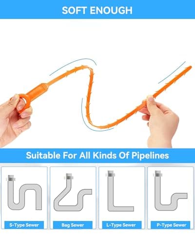 6 Pack Drain Clog Remover - Flexible Drain Snake for Effective Cleaning Hair and Debris in Sink or Bathtub, 20 Inch - Thumbnail 3