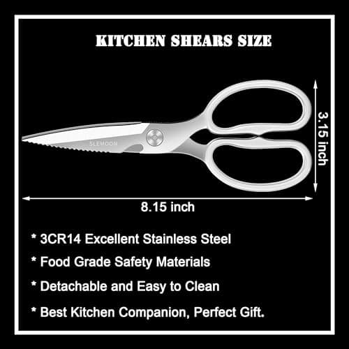 SLEMOON Heavy Duty Poultry Shears That Come Apart, All Purpose Kitchen Shears for Food,3Cr14 Fully Forged Stainless Steel Sharp Blades for Chicken,Meat,Seafood,Herbs Kitchen Scissors - Thumbnail 6