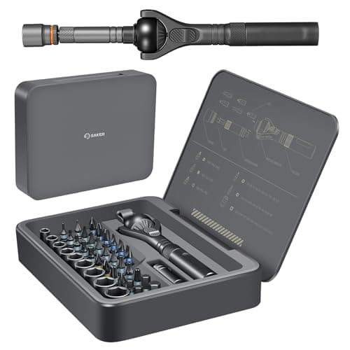 Saker Upgraded Magnetic Screwdriver Set: 40-in-1 Ratchet Screwdriver Tool Kit with 180° Ball-Joint Handle - Portable S2 Bits Precision Repair Tool Set for Computer Phone Watch Camera Bike - Image 1
