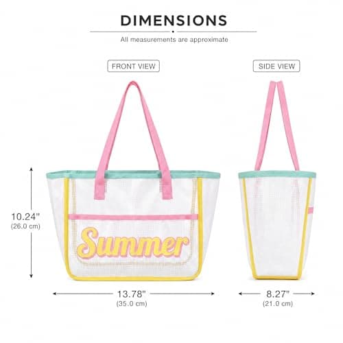 personalized customization Monogram Mesh Beach Tote Bag Large Sand Resistant Reusable Summer Pool Shopping Handbag, Custom Gift for Mom Bridesmaid Birthday - Thumbnail 5