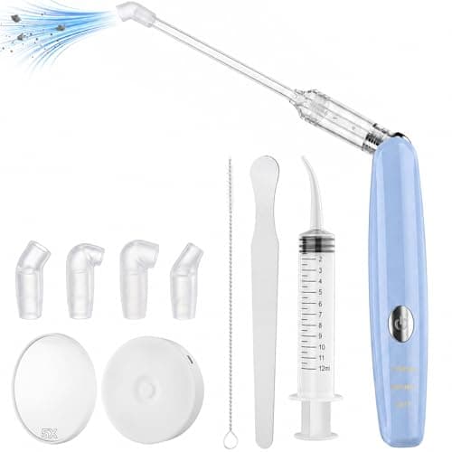 Tonsil Stone Remover Kit, Upgraded Rechargeable Tonsil Stone Vacuum with LED Light & Saliva Reservoir, Best Fast Painless Tonsillolith Removal Tool, Fight Bad Breath, Safe Silicone & 11 Attachments