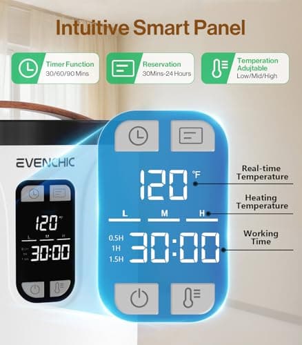 Evenchic Towel Warmer, 20L Hot Towel Warmers for Bathroom with 24H Timer, Temperature Adjustable, LED Display, Auto Shut Off, Even Heated for Oversized Towels, Bathrobes, Blankets - Thumbnail 2