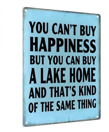 Carastora Vintage Lake Home Wall Sign – Metal Lake House Decor for Cabin, Porch, or Outdoor Retreat – Gift for Lake Lovers, 12x8 Inch - Image 1