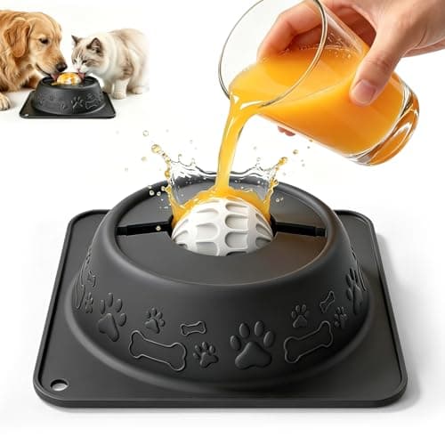 Slow Feeder Dog Bowl for Liquid Treats, Anti-Slip Lick Bowl, Bone Broth and Yogurt Puzzle Feeder, No Spill Pet Bowl Pup Lick Toy for Large Medium Small Dogs and Cats, Anxiety Relief, Black - Image 1