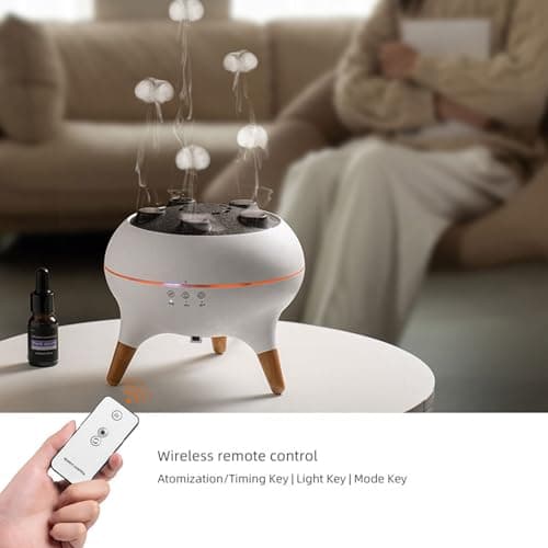 Dynamic Jellyfish Aroma Diffuser Equipped with 7-Color Gradient Ambient Light,Remote Control,Dynamic Sound Pickup and Multiple Mist Humidifier,250ml Capacity,for Home Bedroom Office - Thumbnail 6