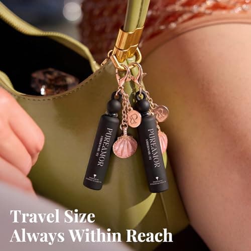 PUREAMOR Pheromone Perfume for Women, Amber Noir 2-Pack Keychain Perfume – Bold Gourmand Scent with Coffee, Vanilla & Jasmine, Long Lasting Eau de Parfum, 0.07 oz / 2 ml Each - Thumbnail 2
