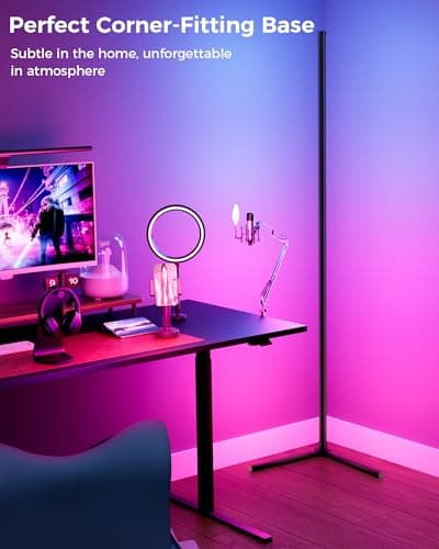 boostool LED Corner Lamp, 65" RGB Corner Floor Lamp with 16 Million DIY Colors, 216 Dynamic Light Effects and Music Sync - App and Remote Control LED Lamp for Bedroom, Living Room, Gaming Room - Thumbnail 6