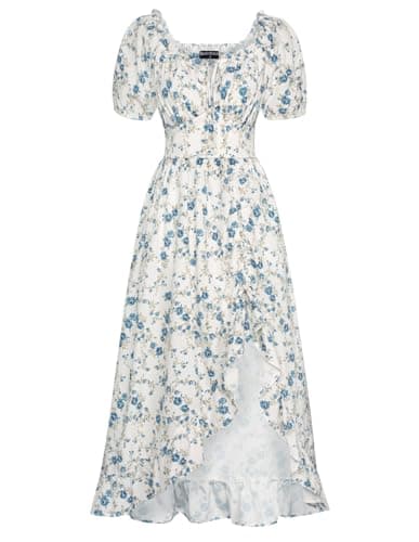 Scarlet Darkness Cottagecore Corset Dress Summer Off Shoulder Floral Dress Casual Dresses for Women Blue Floral M - Image 1