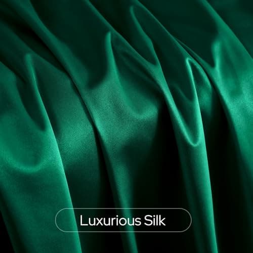 HOMEIDEAS 100% Blackout Faux Silk Hunter Dark Green Curtains 84''L 2 Panels - Thumbnail 4