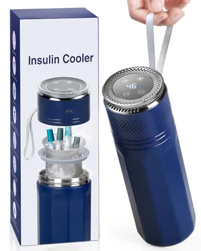Insulin Cooler Travel Case, TSA Approved Diabetes Long Trip Refrigerator with USB Charger, Electric Display Medication Cooler for Travel, 6 Pens Medicine Freezer Long-Lasting, Portable for Overseas