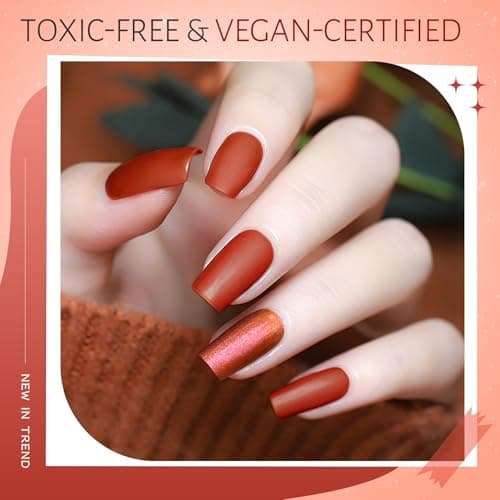 ABAC Ombre & Patting Gel Palette for Warm Nails,Rusty Red & Shimmer Solid Gel Duo,6g Full-Size - Thumbnail 5