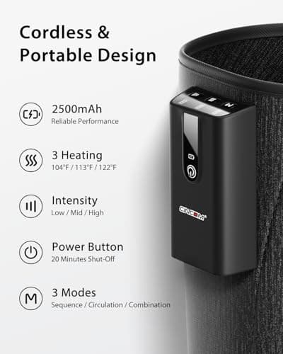 CINCOM Leg Massager with Heat and Air Compression, Cordless Calf Massager for Circulation and Pain Relief, Rechargeable Leg Compression for Edema Relief - Thumbnail 5