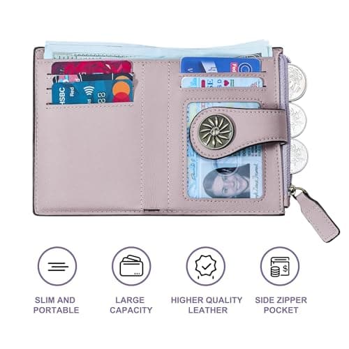 Tipmile Small Wallet for Women Bifold RFID Blocking Card Holder Leather Wallets with Zipper Coin Pocket - Thumbnail 5