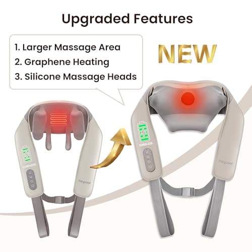 Heycool Cordless Neck and Shoulder Massager, Graphene Heating, Upgraded Shiatsu Back Massager Pillow for Neck, Shoulder, Father Day Gift for Dad - Thumbnail 4