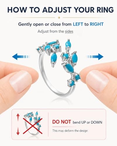 MIFYNN Western Turquoise Rings for Women Silver Non Tarnish Dainty Cute Adjustable Open Leaf Thumb Ring Bohemian Country Jewelry Gift - Thumbnail 6
