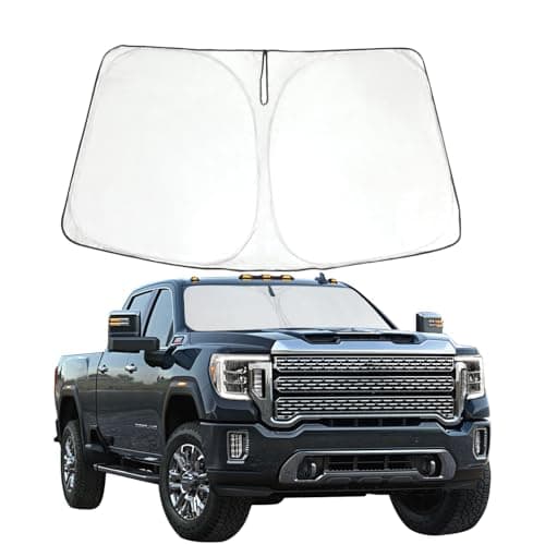 ROCCS Foldable Windshield Sunshade fit for 2019 2020 2021 2022 2023 2024 2025 2026 GMC Sierra 1500 2500 3500 SLT AT4 Denali,Front Window Sun Shade Shield Cover UV Ray Reflector Sun Visor - Image 1