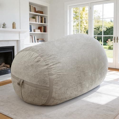 Homguava 4FT Bean Bag Chair Giant Bean Bag Chairs for Adults with Memory Foam Filled,Beanbag Chair with Soft Faux Fur Cover,Comfy Bean Bag Sofa Lounger for Living Room,Game Room,Bedroom - Thumbnail 4