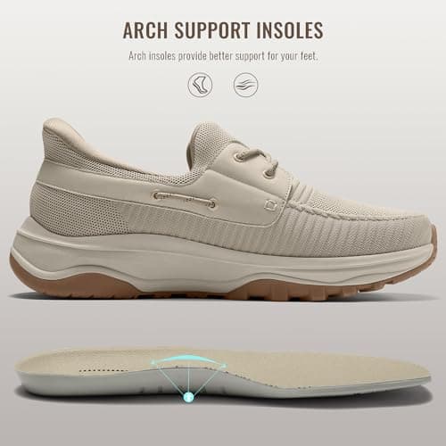 Coostar Slip On Shoes for Men Orthopedic Walking Shoe with Arch Support Hands Free Loafers Casual Khaki Size 10.5 - Thumbnail 4