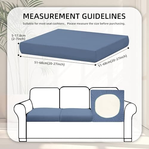 8Pcs Stretch Patio Cushion Covers,Outdoor Couch Covers Replacement,Outdoor Couch & Sofa Slipcovers,for Patio Furniture Cushion Covers,Washable Reusable Furniture Protector (Grey Blue,Cover Only) - Thumbnail 2