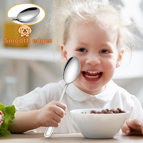LIANYU 8-Piece Toddler Utensils Set, Stainless Steel Kids Silverware Set, 4 Kids Spoons and 4 Toddler Forks, Children Child Flatware Cutlery for Home Preschools, Dishwasher Safe - Thumbnail 5