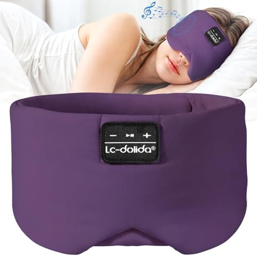 LC-dolida Sleep Mask with Bluetooth Headphones, Ice Silk Sleep Headphones with Bluetooth 5.4, Total Blackout Eye Mask for Sleeping, Sleep Soft Mask for Women Men, All Night Sleep, Travel(Purple) - Image 1