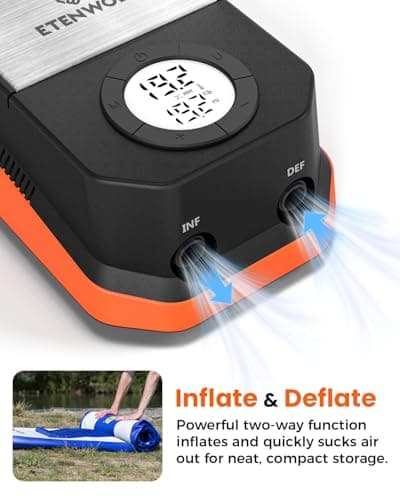 ETENWOLF S4 Paddle Board Pump, 20 PSI High Pressure 12V DC Sup Air Pump with Auto-Off & Deflation, 4X Faster Portable Electric Pump for Stand Up Paddle Boards, Kayaks, Air Mattress, Tent, Inflatables - Thumbnail 5