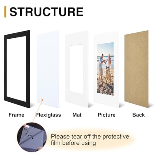 decorUhome 11x14 Picture Frame, Display Pictures 8x10 with Mat or 11x14 without Mat, Wall Mounting Photo Frame, Black, 4 Pack - Thumbnail 3
