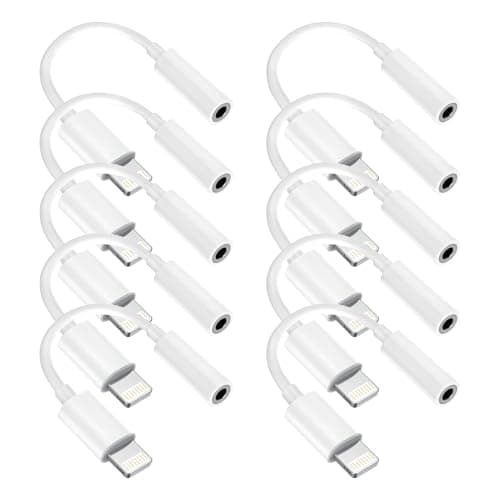 [Apple MFi Certified] 10 Pack for iPhone 3.5mm Headphones Adapter, Lightning to 3.5 mm Headphone/Earphone Jack Converter Audio Aux Dongle Compatible with iPhone 14 13 12 11 Pro XR XS Max X 8 7
