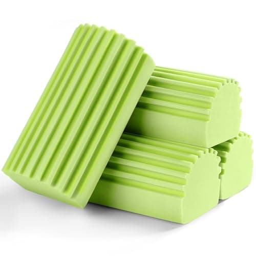 Jeymei 4-Pack Damp Clean Duster Sponge, Sponge Cleaning Brush, Duster for Cleaning Blinds, Glass, Baseboards, Vents, Railings, Mirrors, Window Track Grooves and Faucets Green Non-Scratch Sponges - Image 1