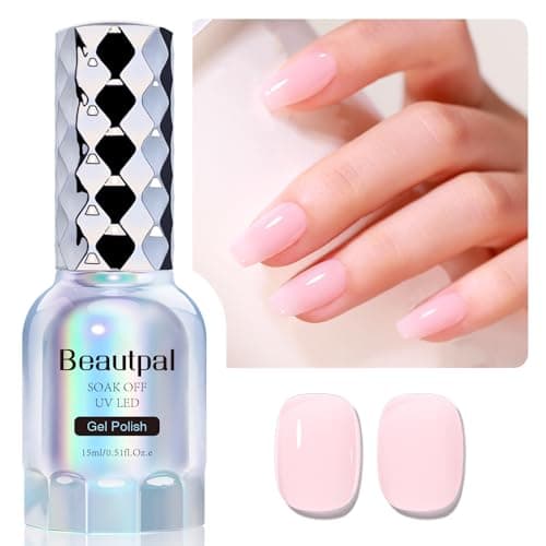 Larvall BEAUTPAL Jelly Pink Gel Nail Polish 15ML Sheer Neutral UV Light Cure Gel Polish for Nail Art DIY Manicure and Pedicure at Home, Color 013