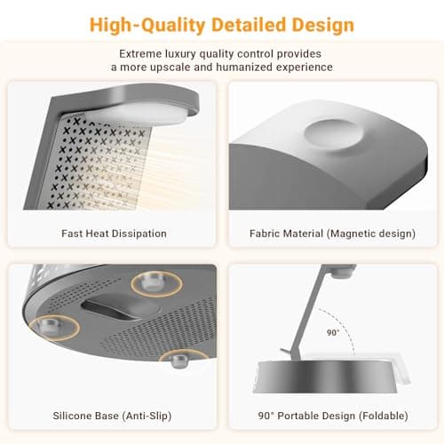 Alarm Clock Charging Station for Bedrooms, Wireless Charging Station with Dimmable Night Light Bluetooth Speaker, Wireless Charger for iPhone 17 16 15 14 13 12 Pro Max, iWatch 11 - Thumbnail 6