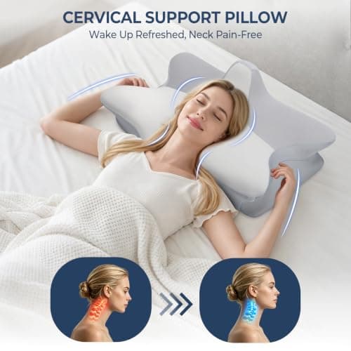 CPAP Pillow for Side Sleeping, 2-IN-1 Cervical Neck Pillow for Pain Relief, Cooling Memory Foam Pillows with Anti-Roll Support Pillar Ergonomic Orthopedic Pillows for Side Back & Stomach Sleepers - Thumbnail 6