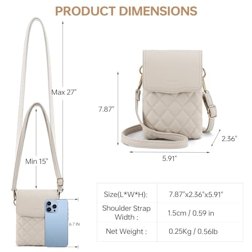 Goinsound Small Purses for Women Crossbody Phone Purse Cell Phone Crossbody Bag with RFID Blocking Credit Card Slots White - Thumbnail 5