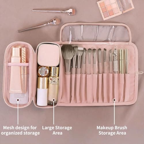 Cosmetic Bag,Portable Toiletry Bag for Women,Travel Makeup Case,Waterproof Makeup Organizer Pouch(Pink) - Thumbnail 2