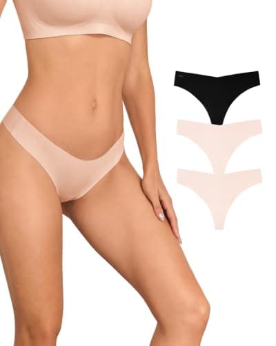 Ubras Seamless Underwear For Women, No Show Hipster Underwear Women Pack, Confortable Stretch Sexy Bikini S-2XL Black + Nude (3 Pack) S - Image 1