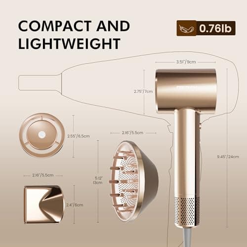 PRITECH High-Speed Ionic Hair Dryer with Diffuser, 1500W Brushless Motor, 200M Negative Ions & Hair Oil-Infused Blowout, 5X Fast Drying Low Noise Lightweight Styler for Travel Home Salon Use - Thumbnail 5