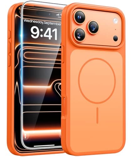 FNTCASE for iPhone 17 Pro Max Case Cosmic Orange: [Compatible with Magsafe] [Magnetic Phone Cover with Screen Protector] Military Grade Shockproof Protective Dual-Tone Design‌ for 17 ProMax, 6.9 inch