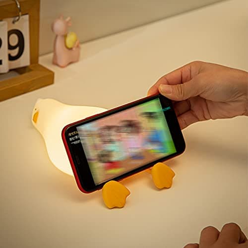 HAPPYBAG LED Lying Flat Duck Night Light, 3 Level Dimmable Nursery Nightlight,Cute Lamps Silicone Squishy Light Up Duck,Rechargeable Bedside Touch Lamp for Breastfeeding Toddler Baby Kids Decor - Thumbnail 5