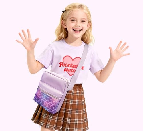 WOOMADA 2pcs Canvas Bag Crossbody Purses Cross Body Bag Messenger Bag CrossBody Purse Set(Violet Scales) - Thumbnail 2