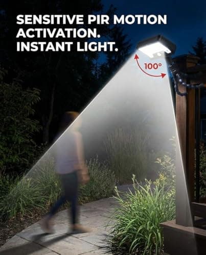 CVchancin Solar Lights Outdoor, 92 LED Motion Sensor Security Light with Flexible Octopus Tripod & Heavy Duty Clip, 600LM Waterproof Solar Powered Lights for Fence, Gutter, Tree, Patio (2 Pack) - Thumbnail 6