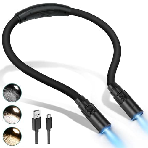 LUXJET Book Light for Reading and Crocheting Rechargeable Neck Light for Knitting and Repairing, Eye-Friendly Neck Reading Light with 3 Colours and Dimmable Brightness - Image 1