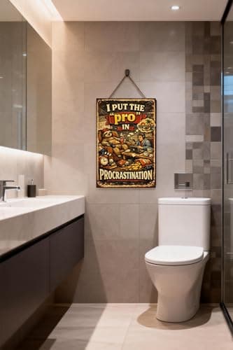 I Put The Pro In Procrastination Metal Tin Sign Vintage Funny Wall Decor Retro Humor Quote Lazy Sloth Couch Office Home Art 8x12 Inch Hanging Plaque - Thumbnail 2